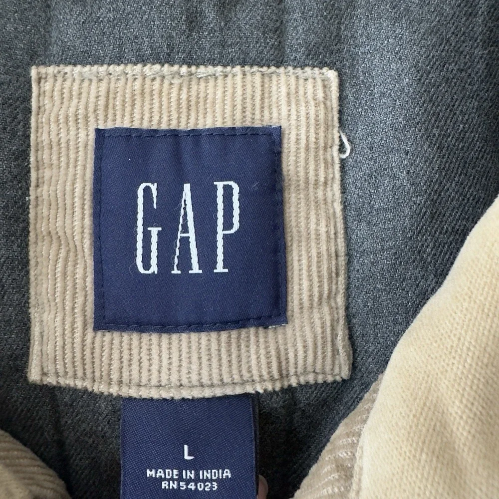 Vintage GAP Jacket Mens L Beige Corduroy Collared Bomber Full Zip Lined Y2K 00s